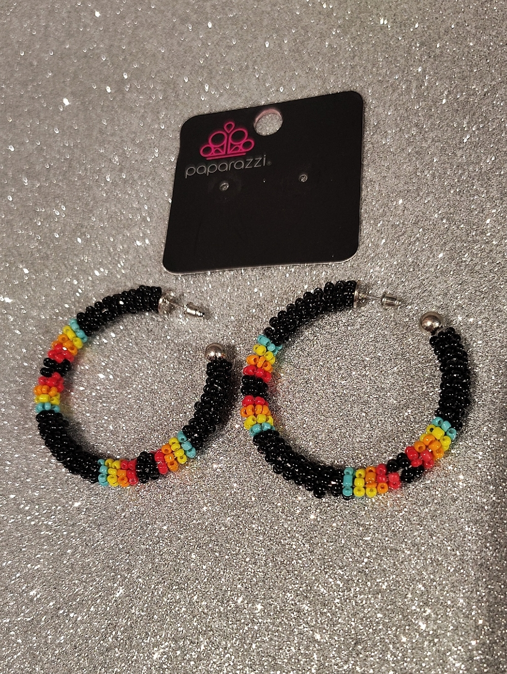 2 For $10 paparazzi "Bodaciously Beaded" Hoop Earrings